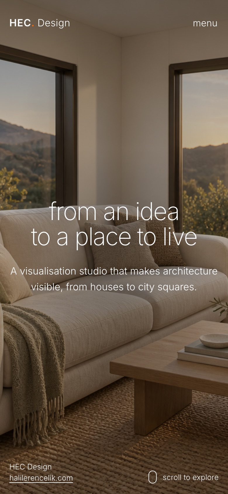 HEC. Design home page at phone width